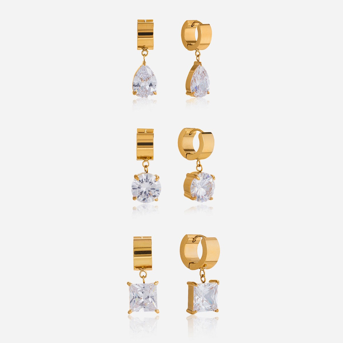 18K Gold Diamond Drip Small Hoop Dangle Huggie Earrings