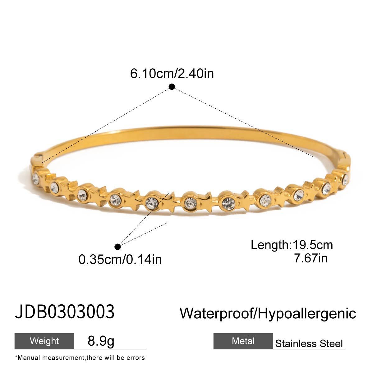 18K Gold Waterproof Starry Bling Dainty Hand Jewelry Chain Bracelet