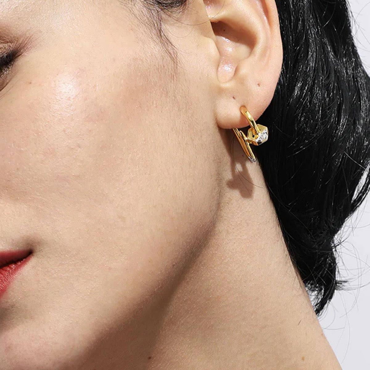 18K Gold Chic Triangle Nail Statement Earrings