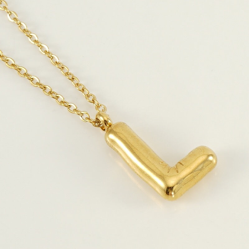 18K Gold Balloon Initial Pendant Necklace