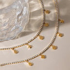 18K Gold Dream Girl Star Heart Tennis Chain Necklace