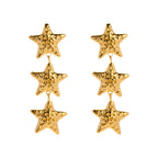 18K Gold Star Dangle Drop Earrings