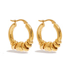 18K Gold Linked Rings Small Hoop Huggie Earrings