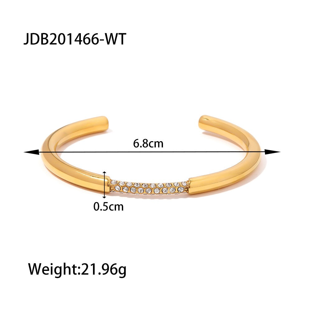 18K Gold Empire Glam CZ Bangle Bracelets Stack