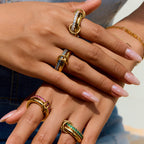 18K Gold Double Link Spinelli Connected Stacking Pave Eternity Ring