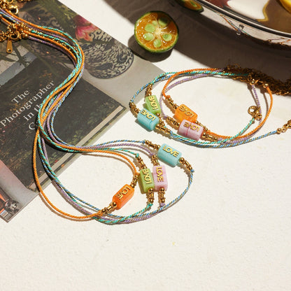 18K Gold Pastel Color Love Summer String Bracelet