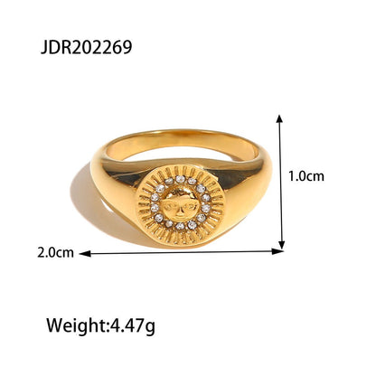 18K Gold Sun Signet Ring