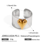 18K Gold and Silver Two Tone Sweet Glow Cherry Heart Band Ring