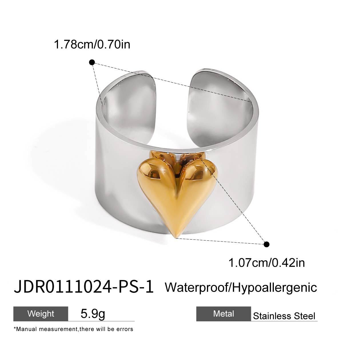 18K Gold and Silver Two Tone Sweet Glow Cherry Heart Band Ring