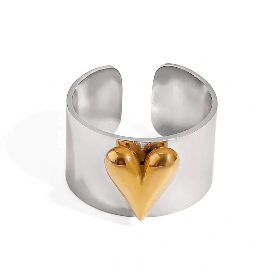 18K Gold and Silver Two Tone Sweet Glow Cherry Heart Band Ring