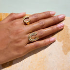 18K Gold Bling Horseshoe Statement Ring