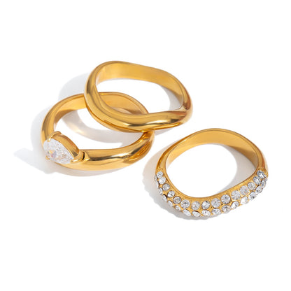 18K Gold Ravish Wavy Form Stacking Rings