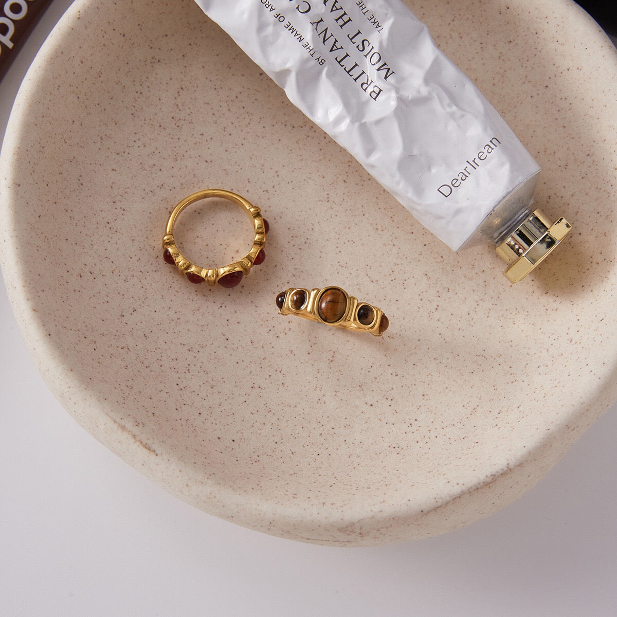 18K Gold Royal Tiger Eye Gemstone Stacking Ring