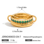 18K Gold Double Link Spinelli Connected Stacking Pave Eternity Ring
