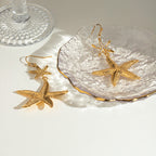 18K Gold Bling Starfish Drop Dangle Statement Earrings
