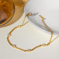 18K Gold Self Made Bezel Cuban Link Dainty Chain Bracelet