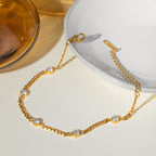 18K Gold Self Made Bezel Cuban Link Dainty Chain Bracelet