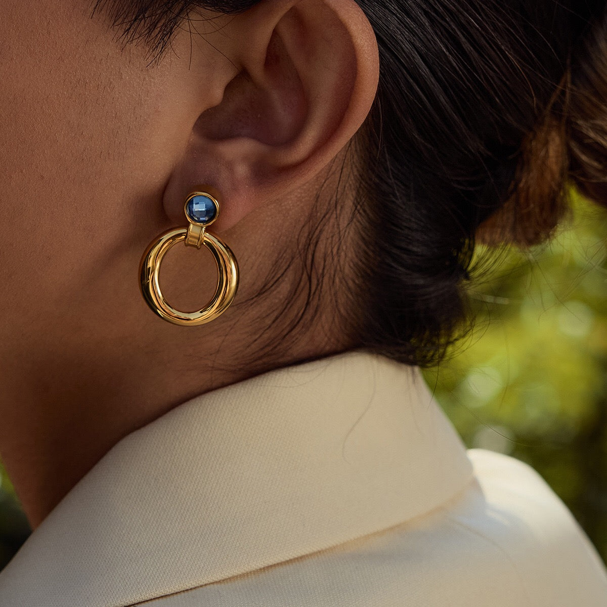 18K Gold Modern Azure Geometric Statement Stud Earrings