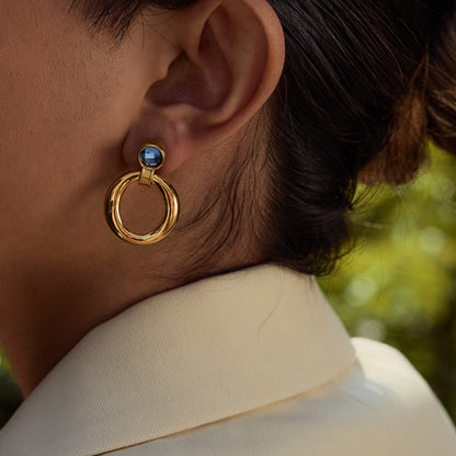 18K Gold Modern Azure Geometric Statement Stud Earrings