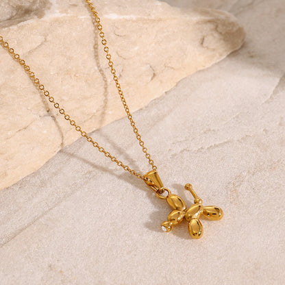 18K Gold Balloon Dog Pendant Necklace