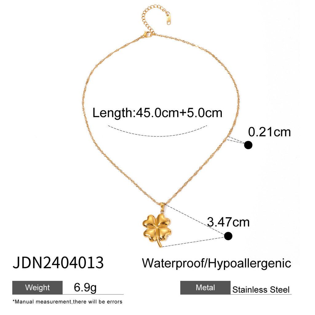 18K Gold Four Leaf Clover Necklace