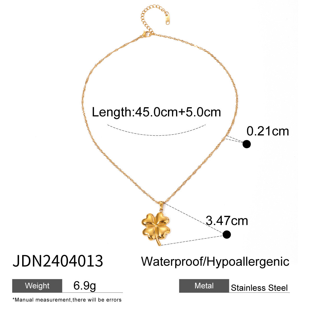 18K Gold Four Leaf Clover Necklace