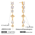18K Gold Cosmic Cascade Star Statement Drop Earrings