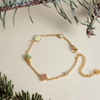18K Gold Enchanted Garden Flower Dragonfly Butterfly Dainty Bracelet