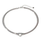 14K Gold Cuban Link Heart Necklace