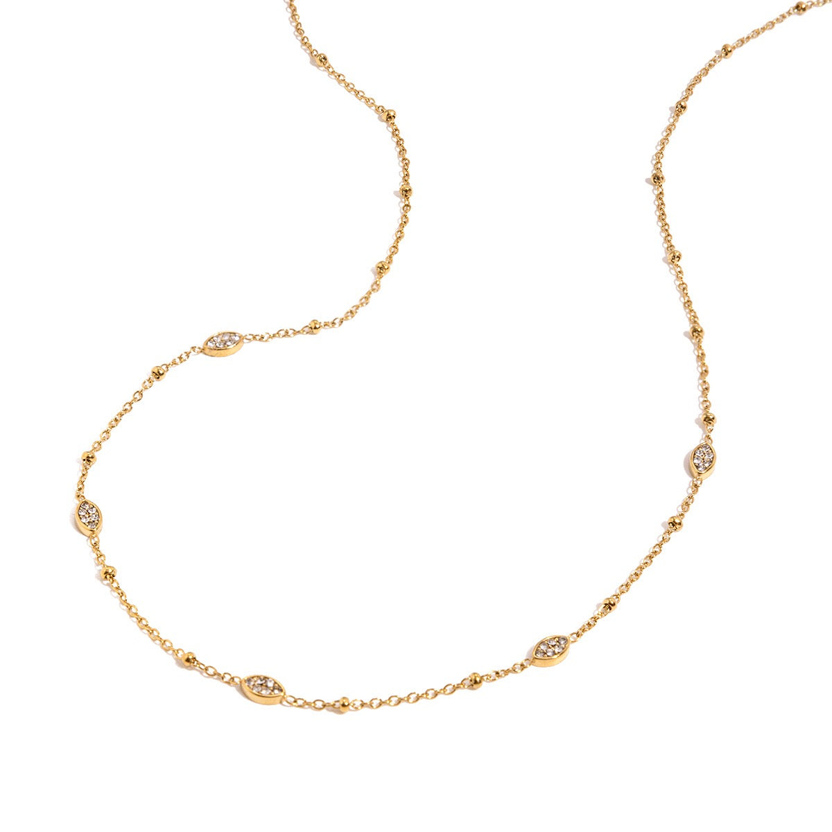 18K Gold Stardust Dainty CZ Chain Necklace