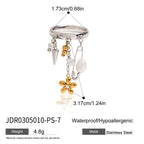 18K Gold Butterfly Safety Pin Tassle Charm Ring