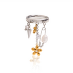 18K Gold Butterfly Safety Pin Tassle Charm Ring