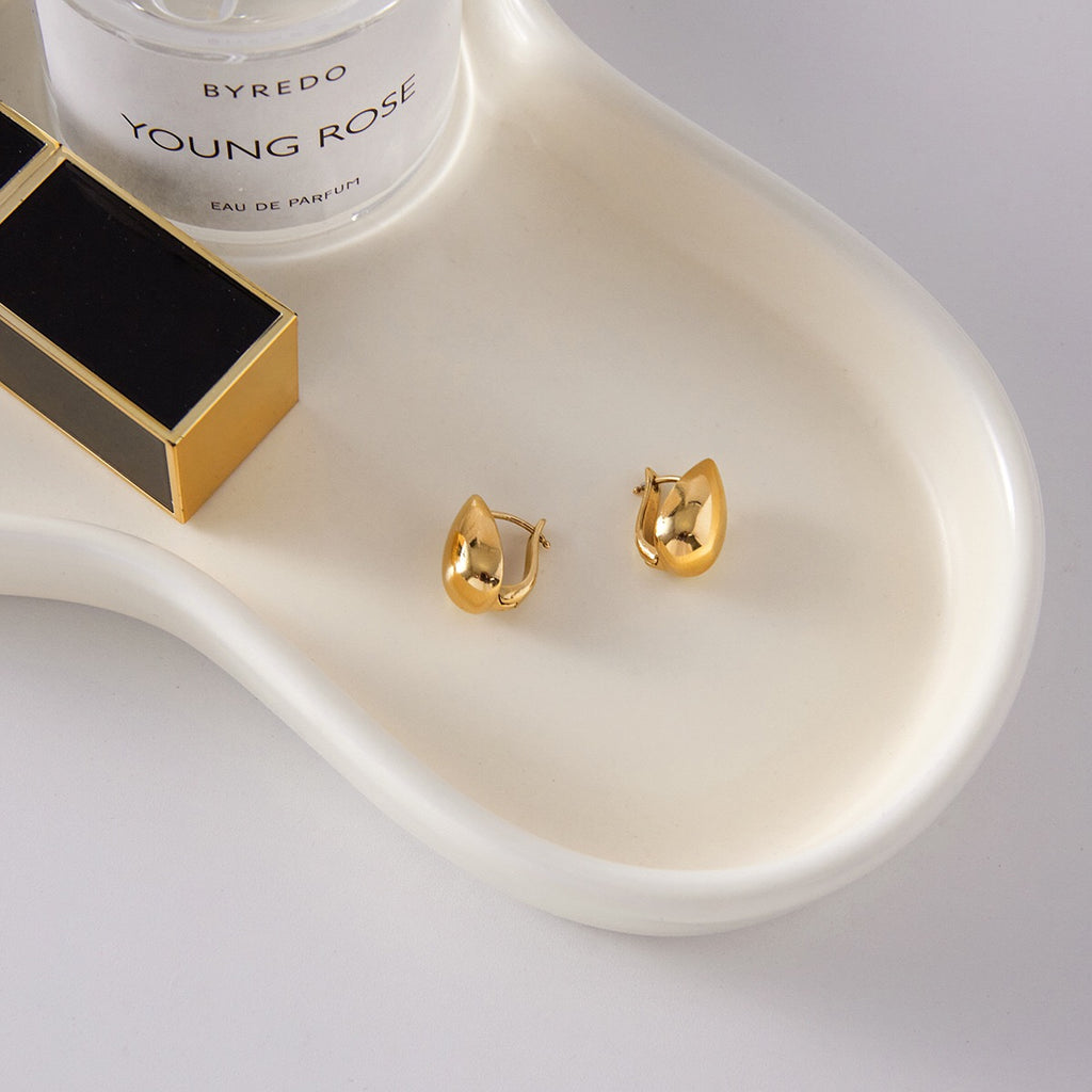 18K Gold Sunkissed Teardrop Statement Stud Earrings Ear Cuff Set