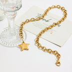18K Gold Chunky Cable Chain Star Pendant Statement Necklace
