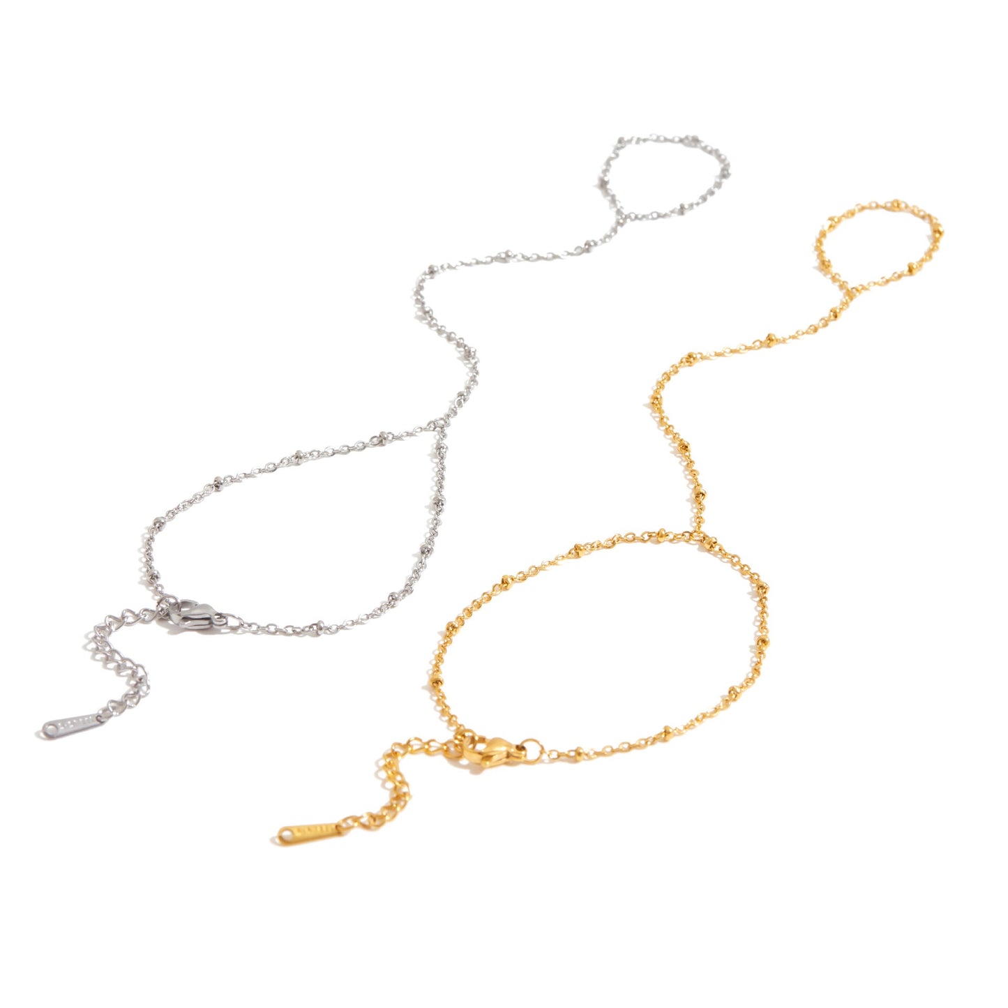 18K Gold Silver Waterproof Minimalist Hand Chain Jewelry Bracelet