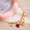 18K Gold Love Rush Red Heart Statement Charm Necklace