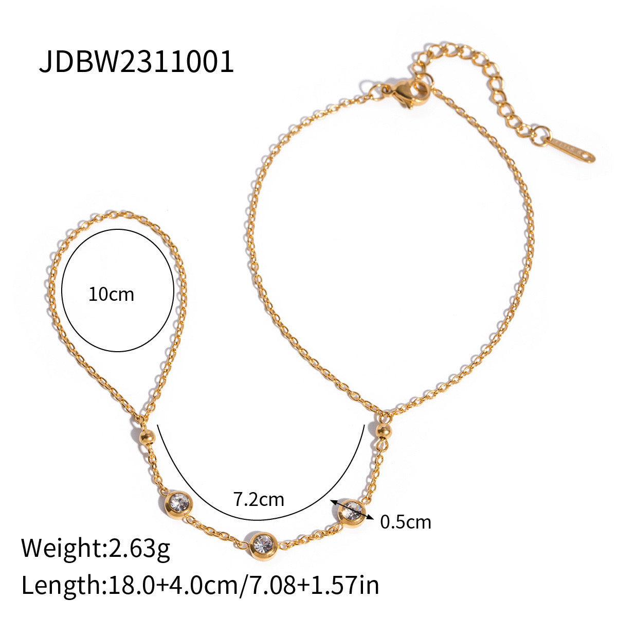 18K Gold Waterproof Starry Hand Chain Bracelet
