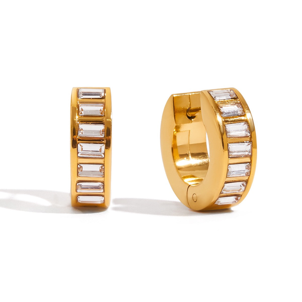 18K Gold Temptation Bling Small Hoop Huggie Earrings