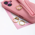 18K Gold Moon Bling Slim Stacking Rings Set