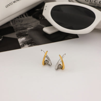 18K Gold and Silver Two Tone Dantiy Stud Earrings