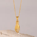 18K Gold Heart in Hand Pendant Necklace