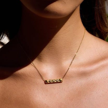 18K Gold Heart Signal Pendant Layered Necklace Set