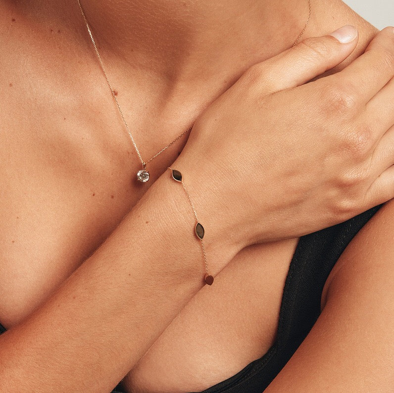 18K Gold Orbit Dainty Chain Bracelet