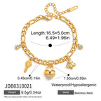 18K Gold Secret Lover Heart Lock and Key Charm Chunky Chain Bracelet