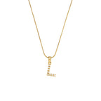 18K Gold Pearl Initial Pendant Necklace