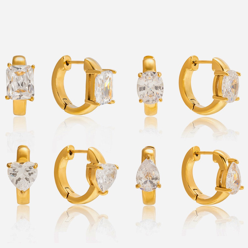 18K Gold Essential Bling Small Hoop Huggie Earrings