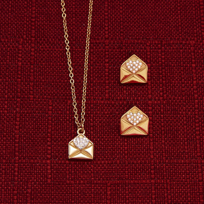 18K Gold Written in Love Bling Heart Pendant Dainty Necklace