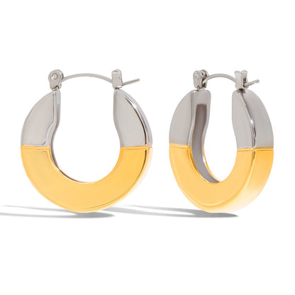 18K Gold and Silver Two Tone Duality Statement Hoop Earrings