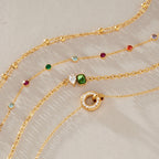 18K Gold Sweet Spark Dainty Chain Color Gem Bracelet Stack
