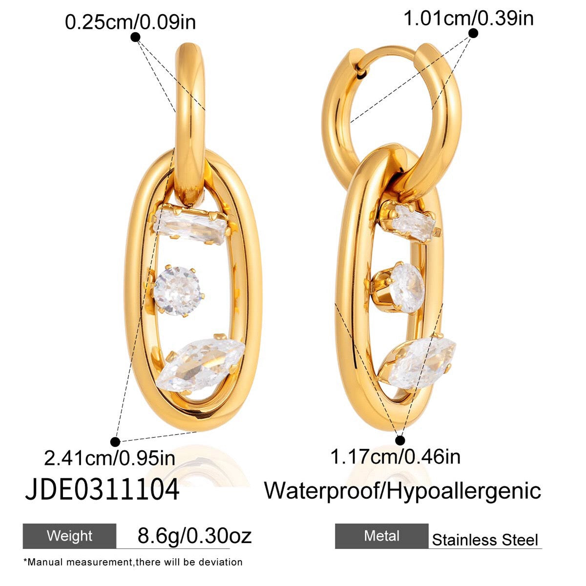 18K Gold The Spotlight Small Hoop Dangle Drop Huggie Earrings